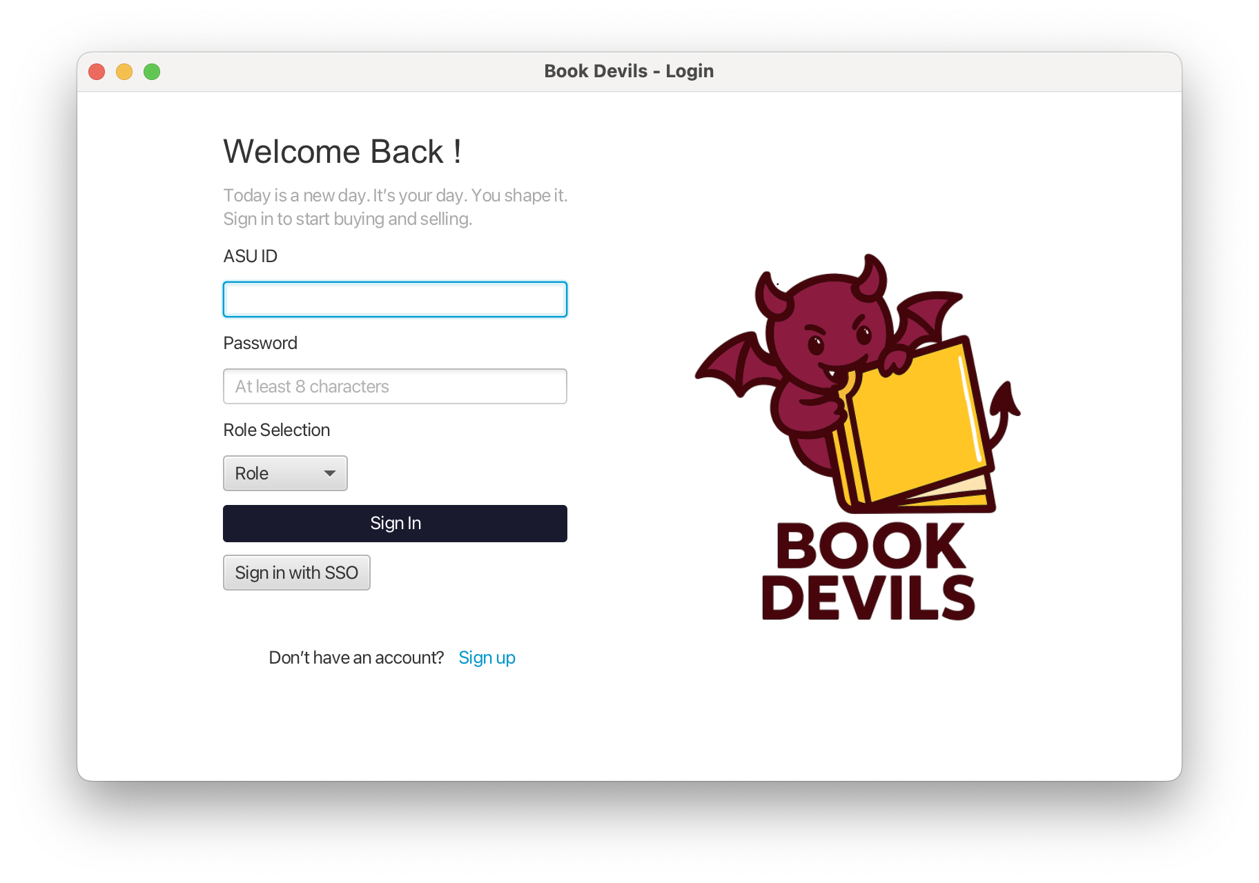 Book Devils main screen