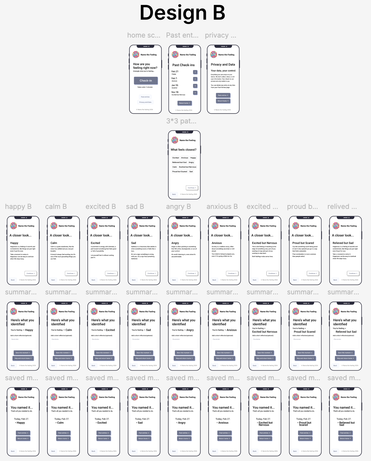 Design B — flat all-at-once emotion selection flow